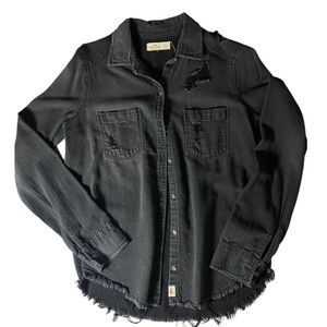 Faded Black Ripped Flannel